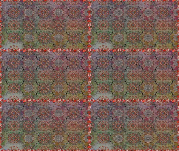 On brown and gray colors. 3d flowers, seamless. Raster illustration.