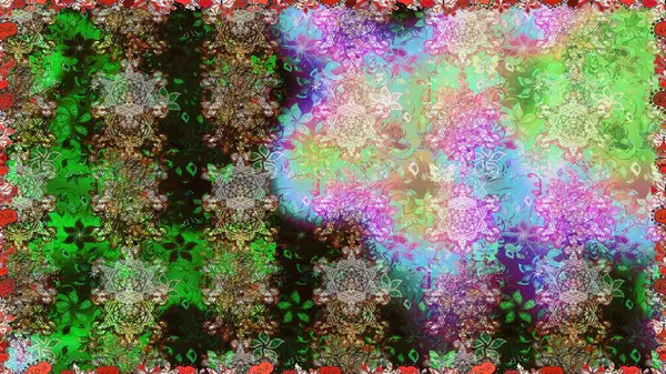 El çizimi Raster çizimi. Duvar kağıdı, web sitesi arka planı, ambalaj kağıdı, davetiye, broşür, afiş veya web sitesi için kusursuz çiçek deseni kullanılabilir. Parlak elementlerin.