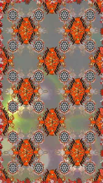 Vadinin çiçekleri gri ve kahverengi renklerde. Çiçekler. Soyut etnik raster pürüzsüz desen.