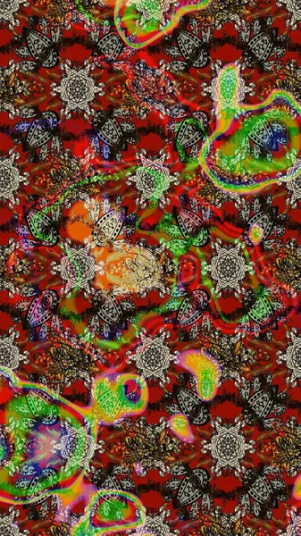 Çiçekler kahverengi, kırmızı ve gri renklerde. Raster Illustrasyon 'daki Çiçek Deseni' nin son moda çizimi. Renkli Yaz Temalı eskiz kalıbı. Düz Çiçek Elementleri Tasarımı.