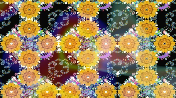 Doğum günü kartı ya da düğün davetiyesi. Sarı renklerde. Suluboya çiçek buketi. Çiçekli tebrik kartı. Çiçek arkaplan. Raster illüstrasyonu.