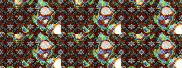 Raster illüstrasyonu. Kahverengi, gri ve yeşil renklerde. Çiçekli güzel suluboya desen.