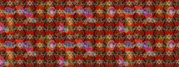 Kahverengi, kırmızı ve bej renkli çiçekler. Raster illüstrasyonunda çiçek deseni çizimi.