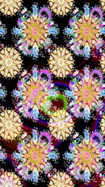 Raster illüstrasyonundaki çiçek desenli çizim. Renkli Bahar Teması eskiz kalıbı. Düz Çiçek Elementleri Tasarımı. Siyah renkte çiçekler.