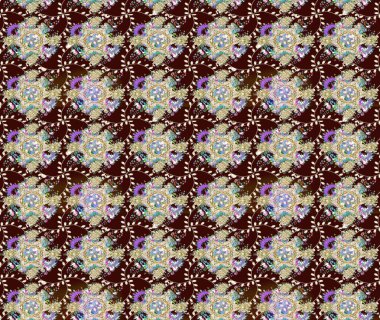 Düz Çiçek Elementleri Tasarımı. Renkli Bahar Teması eskiz kalıbı. Güzel kumaş deseni. Raster illüstrasyonunda çiçek deseni çizimi.