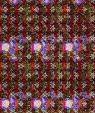 Raster illüstrasyonu. Çiçekli güzel suluboya desen. Kahverengi, gri ve kırmızı renklerde.