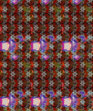 Raster illüstrasyonu. Çiçekli güzel suluboya desen. Kahverengi, gri ve kırmızı renklerde.