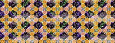 Çiçekli karalama şeklinde Raster çiçek deseni. Sarı renkli çiçekler. Yumuşak, bahar çiçekli arka plan.