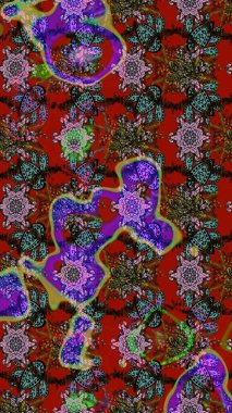 Çiçekli el çizimi çizimi deseni. Modern gelişim kırmızı, kahverengi ve gri raster arka plan duvar kâğıdı illüstrasyonlu klasik çizgi çizgisi, desenli desenli çiçekler, çiçekli süsler.