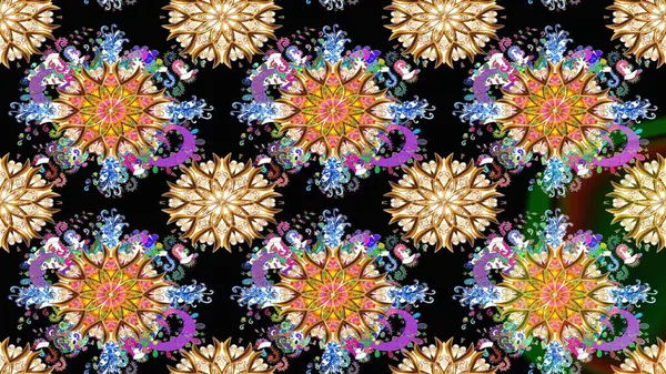 Kabile sanatı boho baskısı, klasik çiçek arkaplanı. Soyut etnik raster çizim kalıbı. Arkaplan dokusu, duvar kağıdı, siyah renkli çiçek teması.