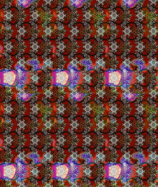 Raster illüstrasyonu. Çiçekli güzel suluboya desen. Kahverengi, gri ve kırmızı renklerde.