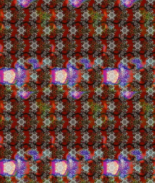 Raster illüstrasyonu. Çiçekli güzel suluboya desen. Kahverengi, gri ve kırmızı renklerde.