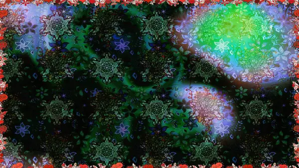 Yumuşak, bahar çiçekleri siyah ve yeşil renklerde. Çiçek ve yapraklı karalama şeklinde Raster çiçek deseni. Raster illüstrasyonu.