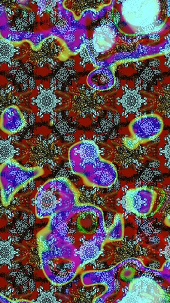 Mavi, kahverengi ve kırmızı renkte çiçekler. Sevimli çiçek raster deseni. Düz Çiçek Elementleri Tasarımı. Renk Bahar Teması eskiz şablonu.