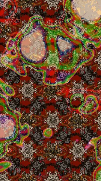 Kahverengi, kırmızı ve bej renkli güzel çiçekli eskiz deseni, suluboya çiçek deseni, duvar kağıdı, kart veya kumaş için fayanslı. Raster..