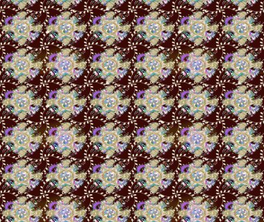 Düz Çiçek Elementleri Tasarımı. Renkli Bahar Teması eskiz kalıbı. Güzel kumaş deseni. Raster illüstrasyonunda çiçek deseni çizimi.