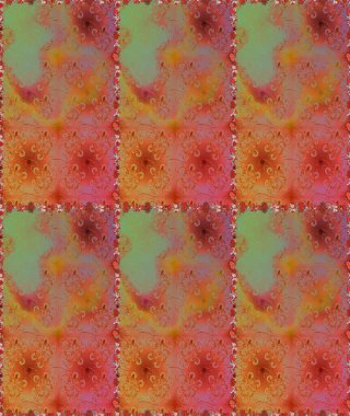 Renkli Yaz Temalı Kusursuz Arkaplan. Sevimli çiçek raster deseni. Düz Çiçek Elementleri Tasarımı. Turuncu ve kahverengi renkte çiçekler.