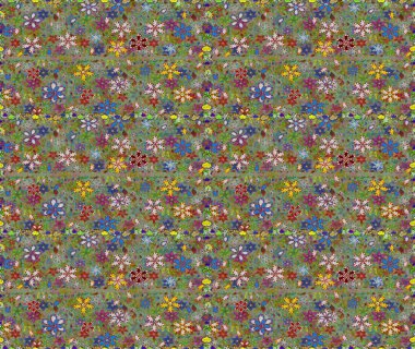 Raster Güzel kumaş deseni. Raster suluboya çiçek deseni, narin çiçekler, yeşil ve nötr çiçekler, tebrik kartı şablonu.