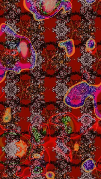 Suluboya resim taklit Raster çizimi. El çizimi, soyut ve süslü elementler. Kırmızı, kahverengi ve siyah renkler. Klasik çiçekler. Yaz çiçekleri teması.