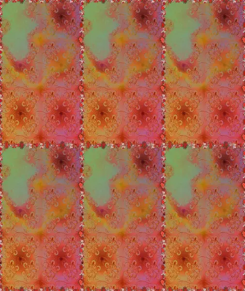 Renkli Yaz Temalı Kusursuz Arkaplan. Sevimli çiçek raster deseni. Düz Çiçek Elementleri Tasarımı. Turuncu ve kahverengi renkte çiçekler.