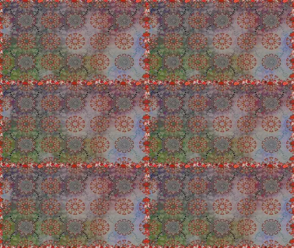 Şablon, pürüzsüz, çiçekli kenar. Çiçek çelengi. Güzel, parlak, pürüzsüz kumaş, tuval. Kıvırcık, parlak örgü. Raster illüstrasyonu. Klasik eski arkaplan.