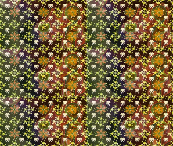 Sevimli çiçek raster deseni. Renkli Bahar Teması eskiz kalıbı. Kahverengi renkli çiçekler. Düz Çiçek Elementleri Tasarımı.