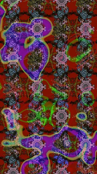 Vadinin çiçekleri kahverengi, kırmızı ve yeşil renklerde. Raster çiçek desenleri çiziyor..