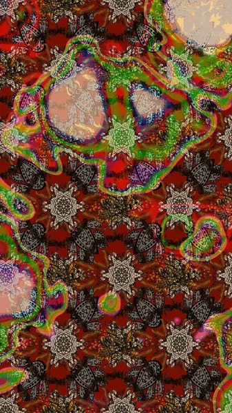 Kahverengi, kırmızı ve bej renkli güzel çiçekli eskiz deseni, suluboya çiçek deseni, duvar kağıdı, kart veya kumaş için fayanslı. Raster..