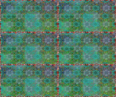 Raster illüstrasyonunda kusursuz çiçek deseni. Suluboya tarzında yeşil renkte çiçekler.