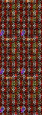 Çiçekler kahverengi, kırmızı ve gri renklerde. Raster illüstrasyonunda çiçek deseni çizimi.