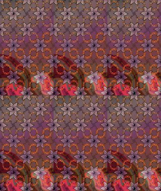 Raster çiçek desenleri çiziyor. Vadinin çiçekleri kahverengi renklerde.