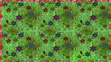 Çiçek kolajı. Küçük çiçekte güzel bir desen var. Raster deseni. Çiçek kompozisyonu. - yeşil ve gri çiçekler. Çiçek arkaplan. Doğa.