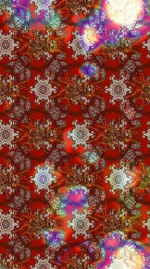 Yumuşak, bahar çiçekli arka plan. Çiçekli karalama şeklinde Raster çiçek deseni. Kahverengi, kırmızı ve bej renkte çiçekler.