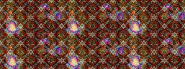 Kahverengi, bej ve kırmızı renkte etnik çiçeklerle süslenmiş zarif bir eskiz deseni. Asya Tekstil 'inde Raster Çiçek İllüstrasyonu.