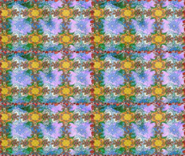 Çiçeksiz desenli, suluboya elle çizilmiş elementler. Parlak renkli fantezi çiçekleri, yapraklar, tarafsız renklerde tomurcuklar.