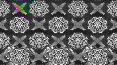 Raster illüstrasyonundaki çiçek desenli çizim. Gri renkli çiçekler.