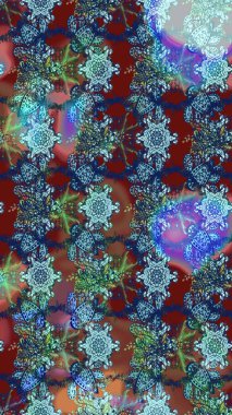 Klasik çiçek tasarımı elementleri. Raster illüstrasyonu. Mavi, kahverengi ve nötr kıvırcık çiçekler mavi, kahverengi ve nötr renklerde şekillenir.