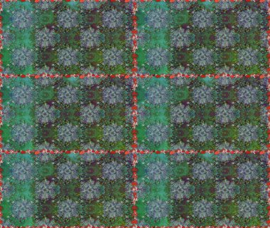 Çiçek. Raster illüstrasyonu. Kusursuz dekoratif arka plan, çiçek mandala. Yeşil ve gri renklerde.