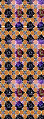 Moda baskıları için zarif bir şablon. Halk tarzı. Renkli çiçekleri ve turuncu yaprakları olan harika bir çiçek deseni. Modern çiçek arkaplanı.