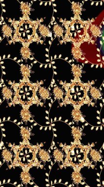 Güzel kumaş deseni. Raster suluboya çiçek deseni, narin çiçekler, siyah, bej ve kahverengi çiçekler, tebrik kartı şablonu.