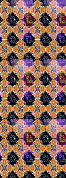 Moda baskıları için zarif bir şablon. Halk tarzı. Renkli çiçekleri ve turuncu yaprakları olan harika bir çiçek deseni. Modern çiçek arkaplanı.