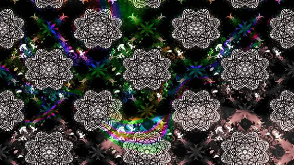 Millefleur 'lar. Tekstil, kumaş, kapaklar, duvar kağıtları, baskı, naylon, koleksiyon defteri, örgü, dekupaj için güzel bir eskiz. Küçük siyah çiçekli oldukça eski bir besin torbası deseni..