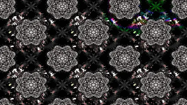 Moda baskıları için zarif bir şablon. Parlak renkli çiçekli ve siyah yapraklı harika bir çiçek deseni. Modern çiçek arkaplanı. Halk stili.