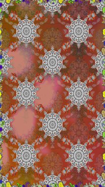 Tatil havası. Kahverengi renkli çiçekler. Nazik romantik baskı. Raster dikişsiz şirin çiçek deseni. Bahar mevsimi.