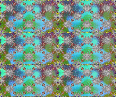 Mavi ve gri renkte çiçekler. Çiçeksiz desenli arka plan. Renkli Bahar Temalı Kusursuz Arkaplan. Düz Çiçek Elementleri Tasarım Raster illüstrasyonu.