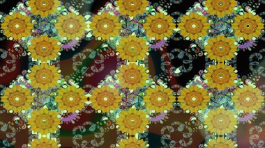 Çiçekli yumuşak bir eskiz şekli. Nazikçe, sarı renkte bahar çiçekleri. Raster çiçekleri klasik tarzda çizilmiş. Raster illüstrasyonu.