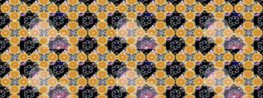 Modern stil dokusu. Çiçek desenli raster, sarı çizgi grafik desenli soyut raster arkaplan.