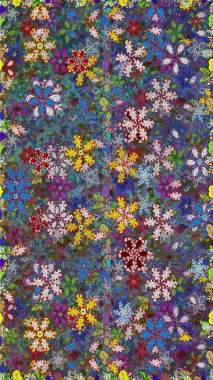 Mavi ve yeşil renklerde. Kusursuz dekoratif arka plan, çiçek mandala. Raster illüstrasyonu. Çiçek..