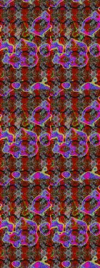 Raster illüstrasyonu. Gri, kırmızı ve kahverengi renklerde. Raster illüstrasyonundaki çiçek desenli çizim. Güzel kumaş deseni.