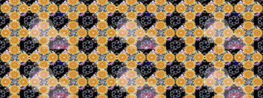 Modern stil dokusu. Çiçek desenli raster, sarı çizgi grafik desenli soyut raster arkaplan.